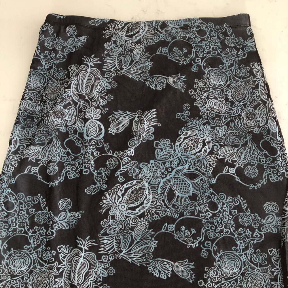 Mexx Sweet Pull On Lined Faux Wrap Floral Skirt Chocolate Brown + Blue Sz S NWT - Picture 9 of 15